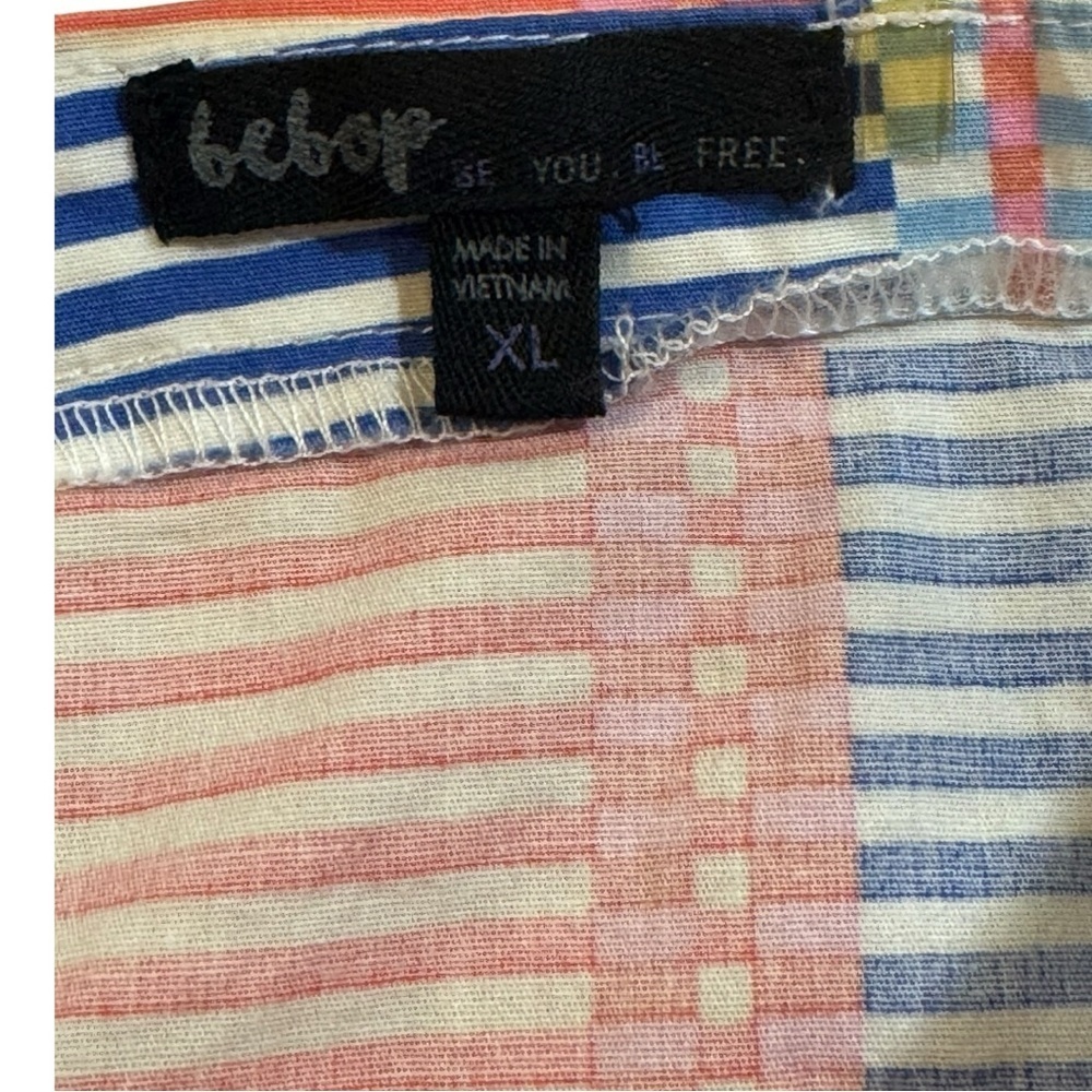 Bebop Strapless Button-Up Cotton Striped Summer Vacay-Ready Dress Size XL - Picture 5 of 6